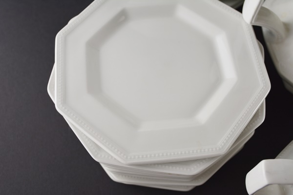 Johnson Bros. Ironstone "Heritage White" Dinnerware, Set of Eight
