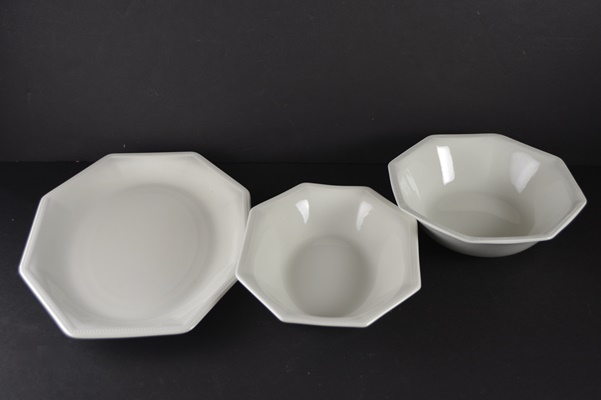 Johnson Bros. Ironstone "Heritage White" Dinnerware, Set of Eight