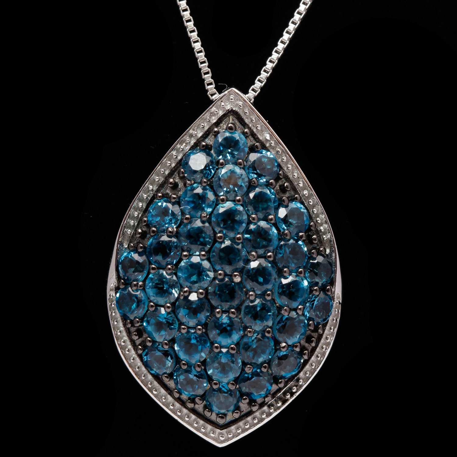 Sterling Silver Blue Cubic Zirconia Pendant Necklace