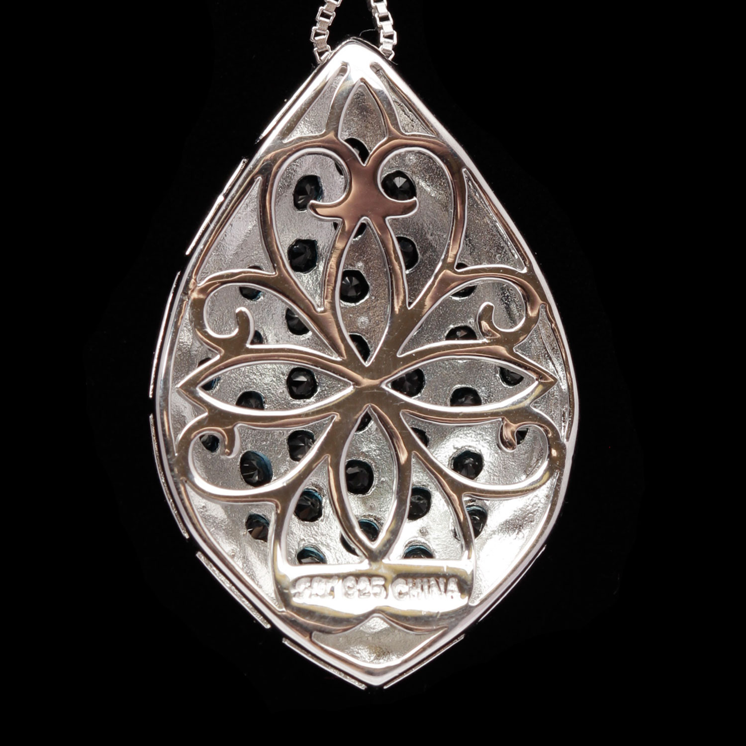 Sterling Silver Blue Cubic Zirconia Pendant Necklace