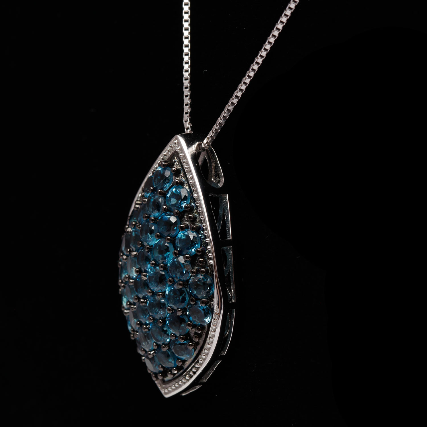 Sterling Silver Blue Cubic Zirconia Pendant Necklace