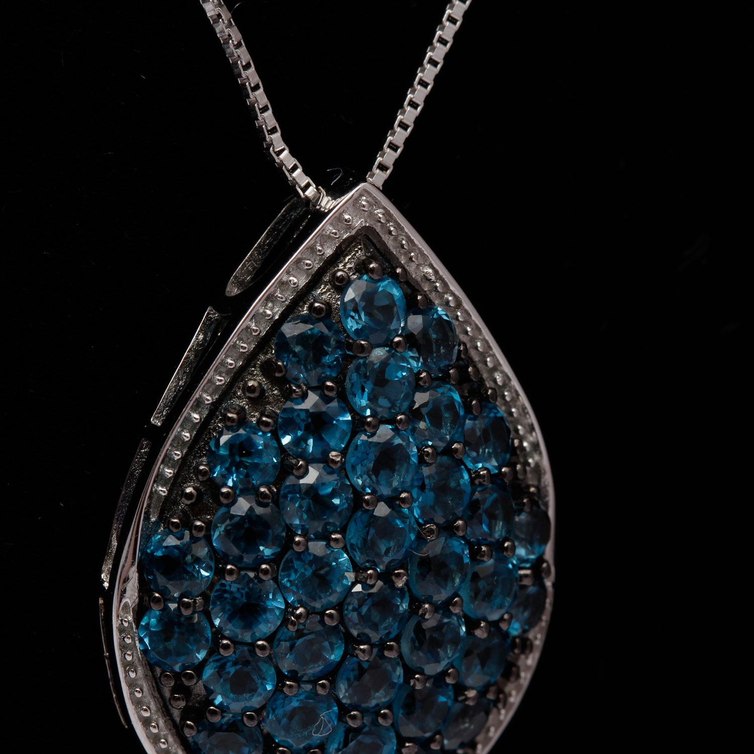 Sterling Silver Blue Cubic Zirconia Pendant Necklace