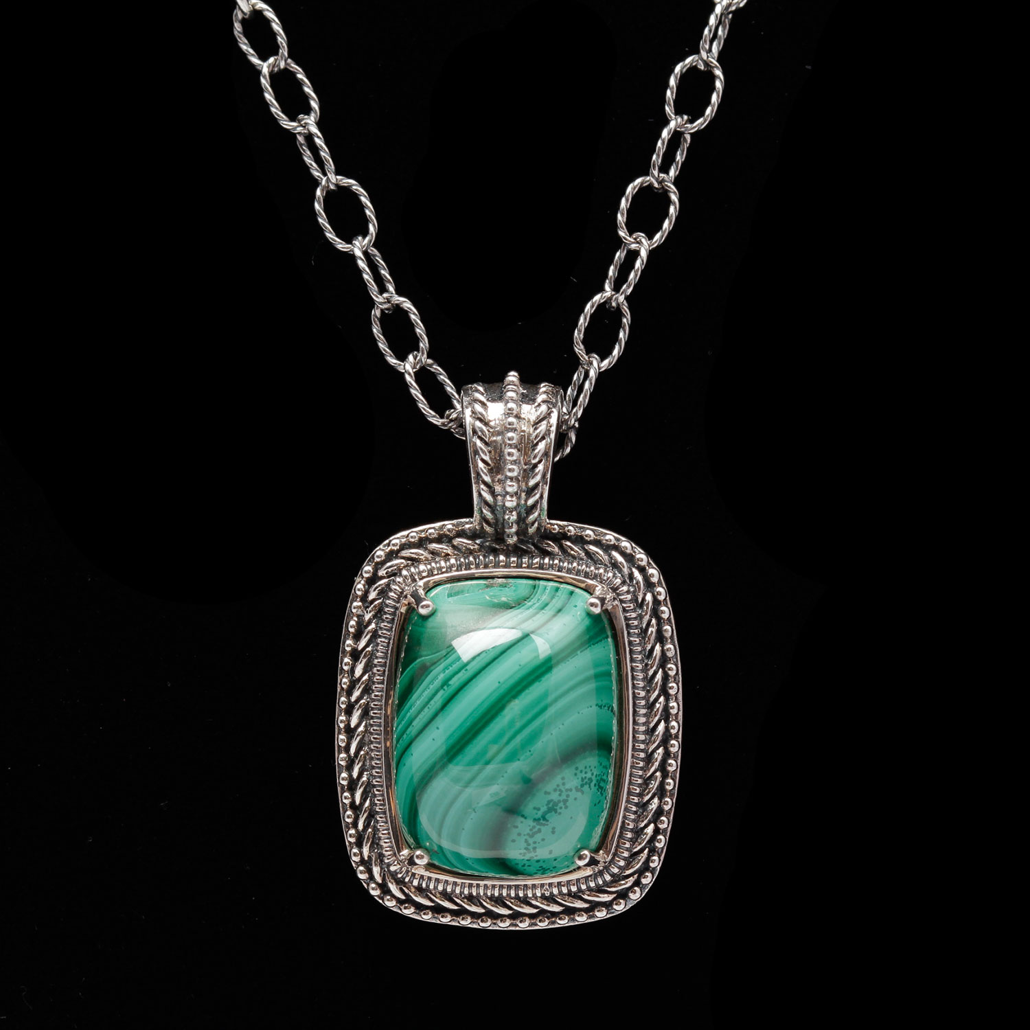 Sterling Silver Malachite Pendant