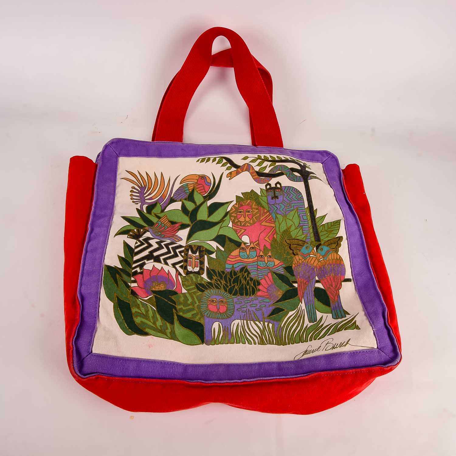 Vintage Laurel Burch Silkscreen Canvas Tote