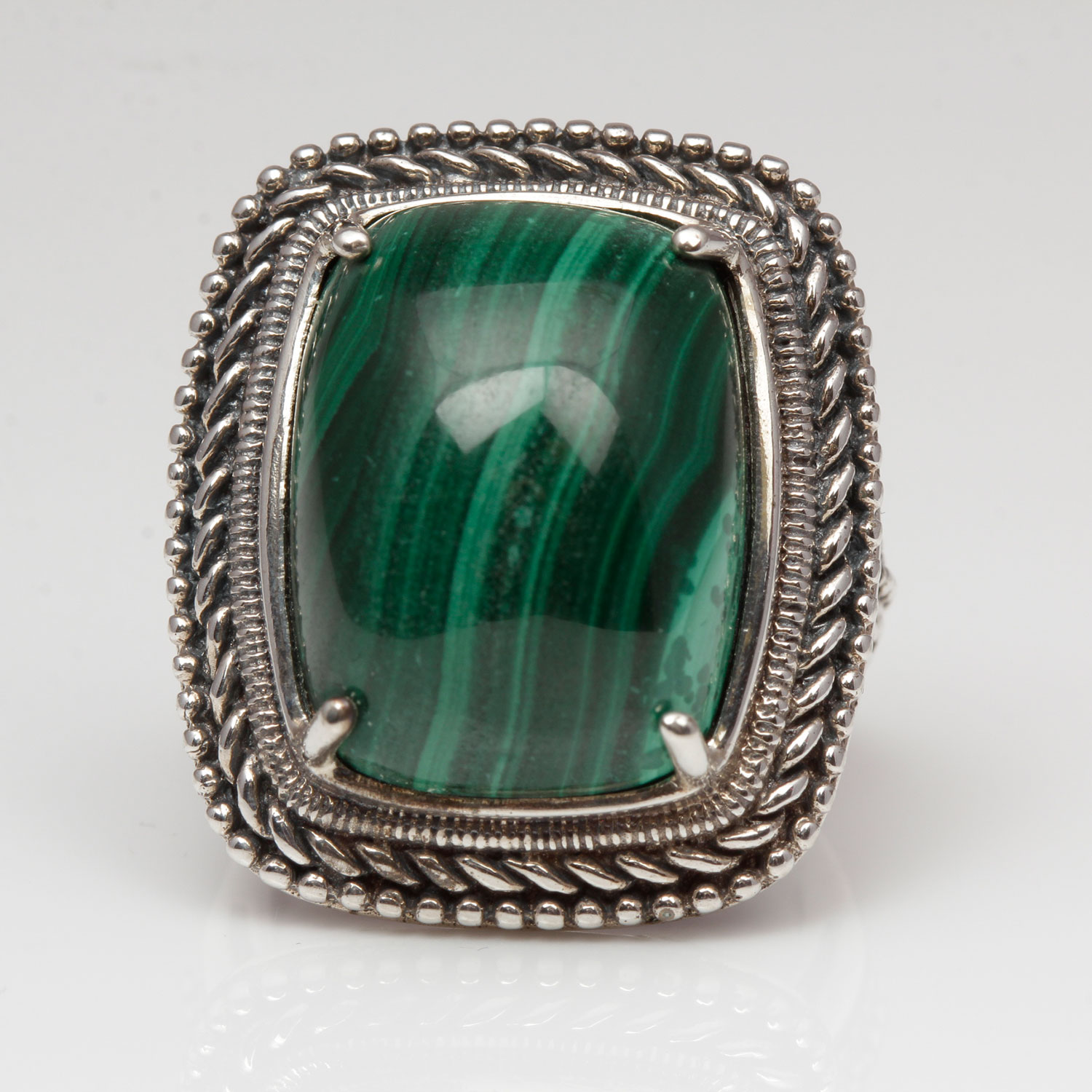 Sterling Silver and Malachite Ring