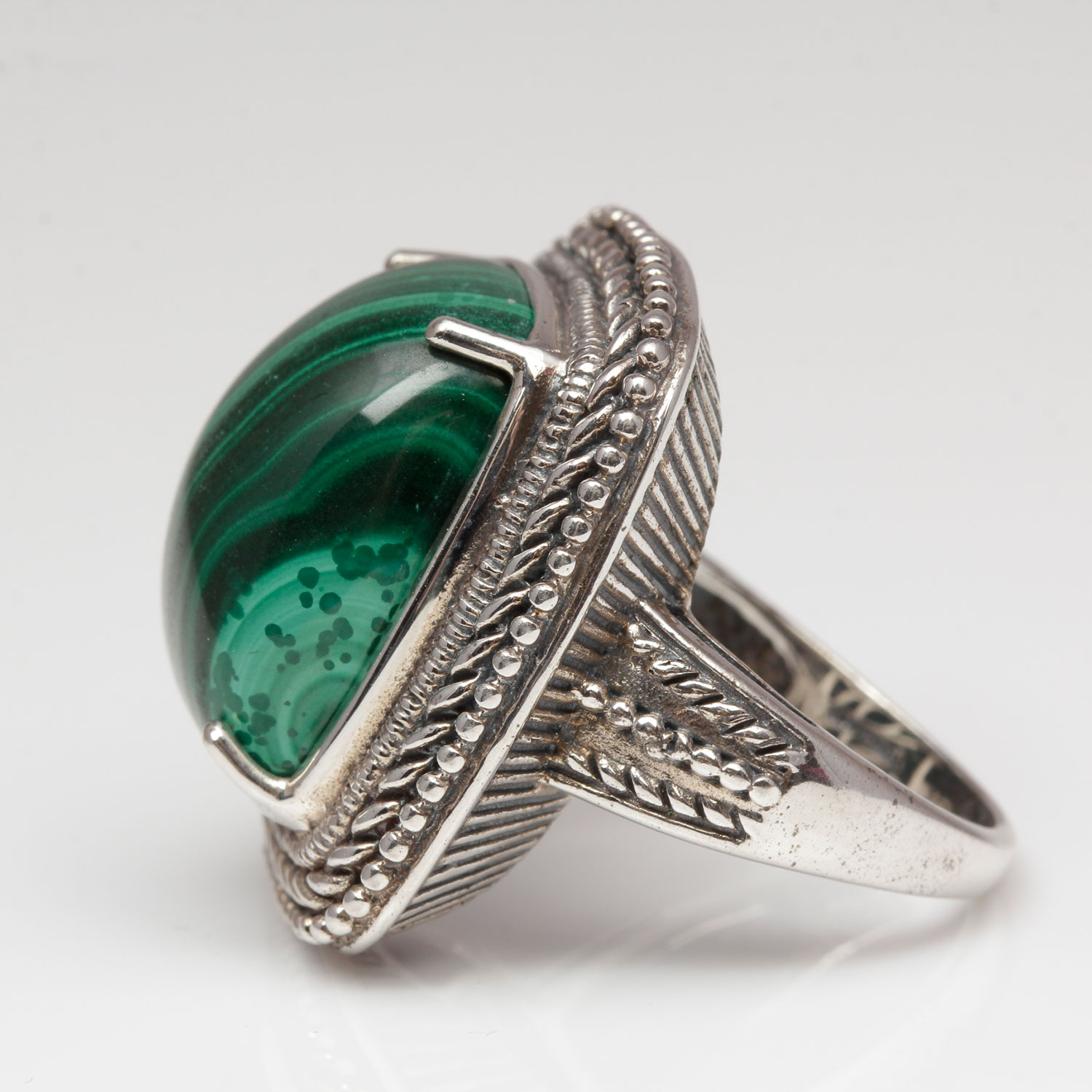Sterling Silver and Malachite Ring