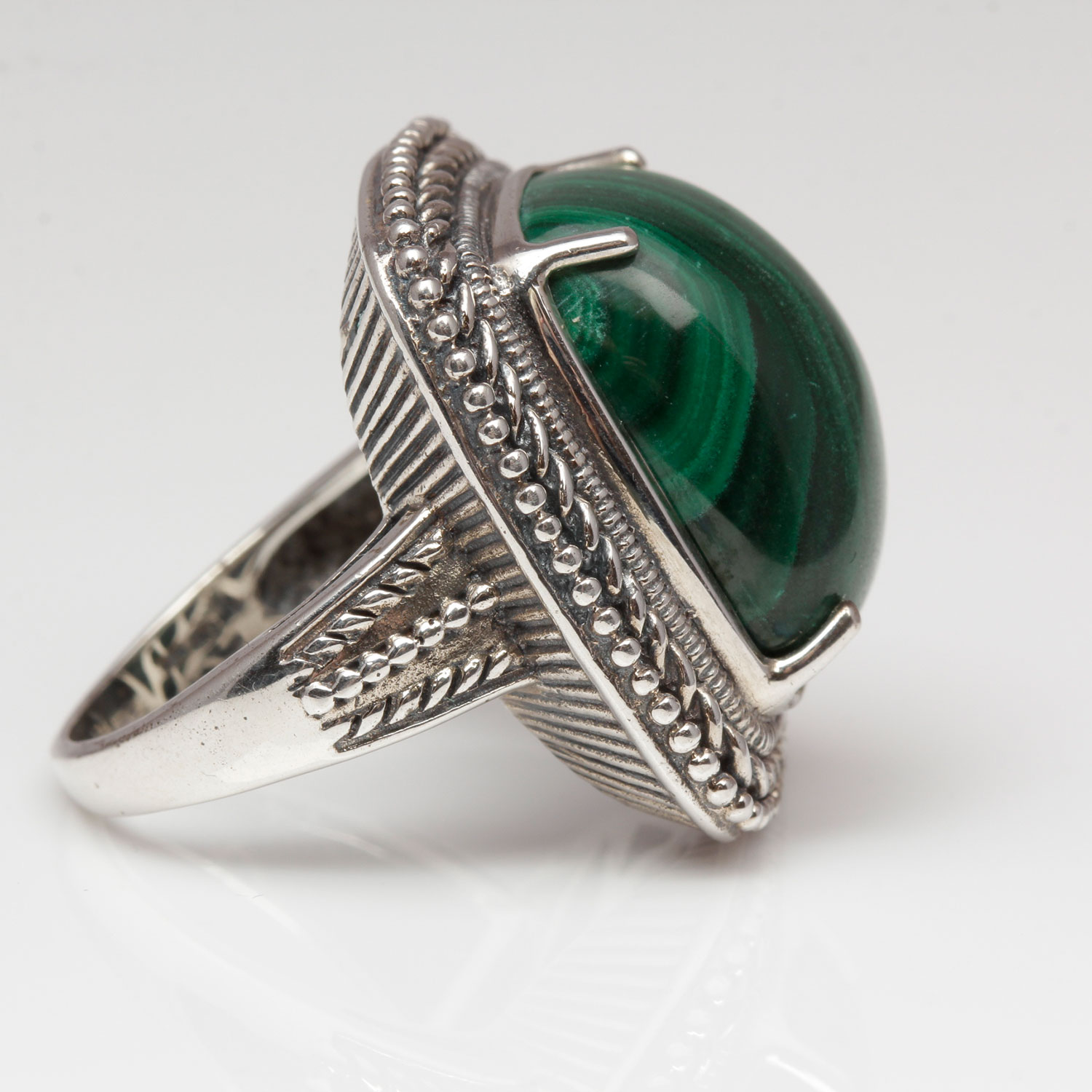 Sterling Silver and Malachite Ring