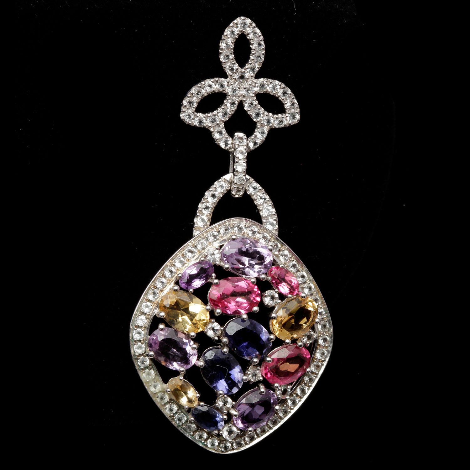 Sterling Silver Multi Color Gemstone White Topaz Earrings