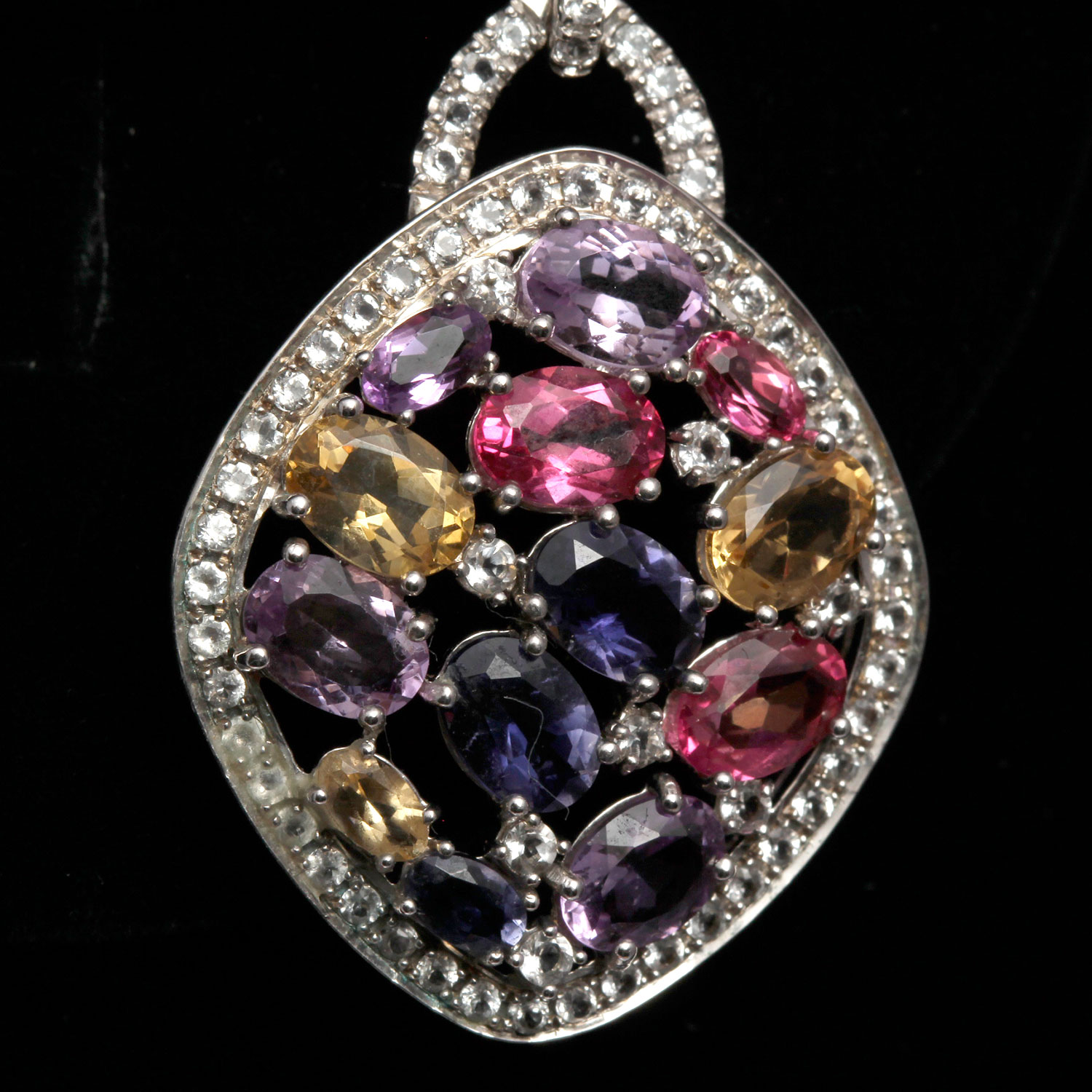 Sterling Silver Multi Color Gemstone White Topaz Earrings