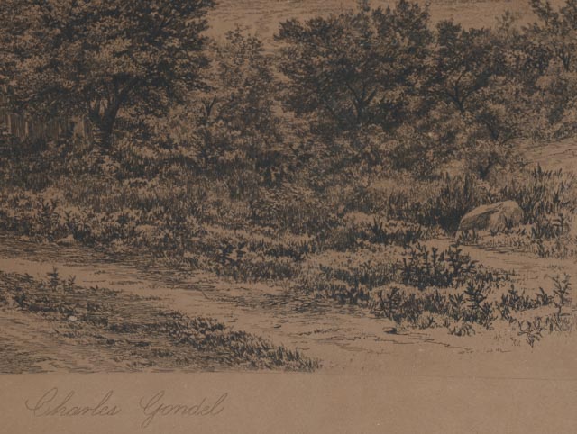 Charles Gondel 1896 Landscape Etching