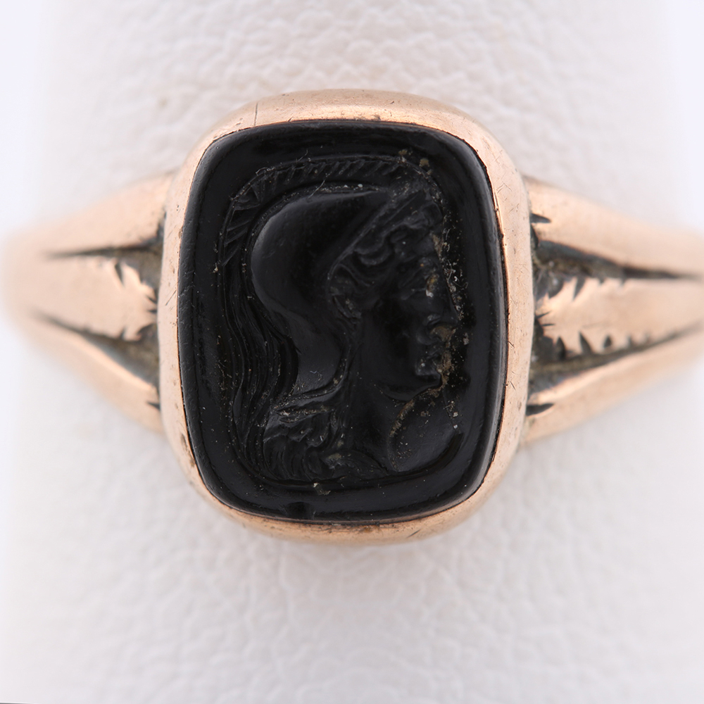 14K Yellow Gold Black Onyx Ring