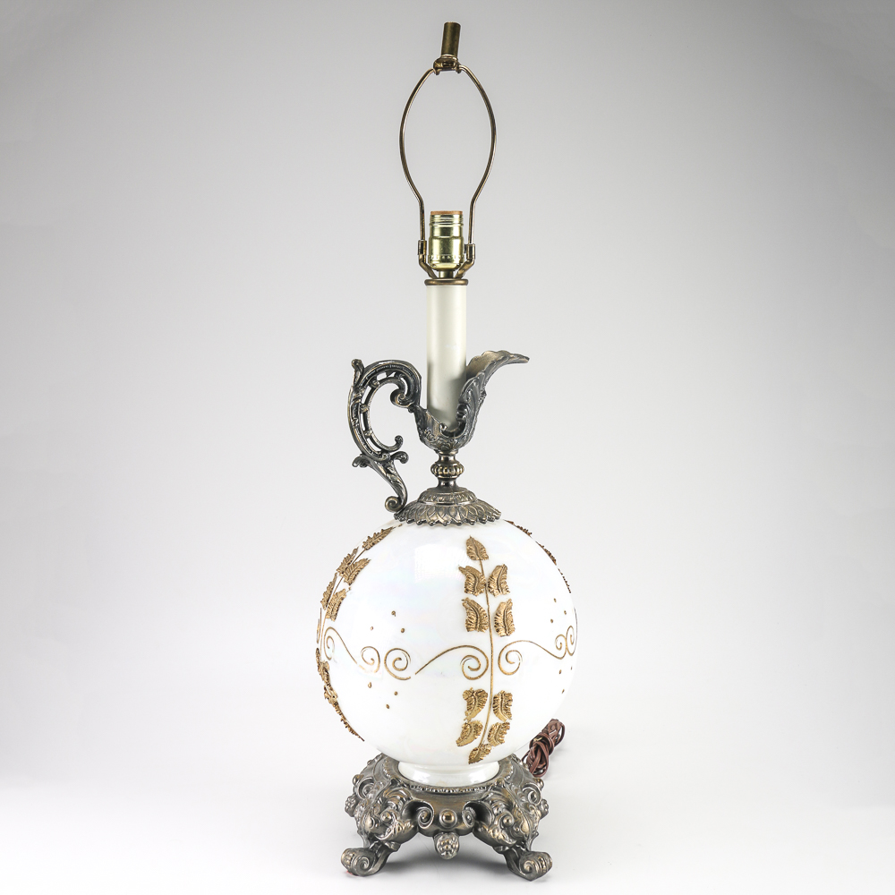 Vintage Milk Glass Table Lamp