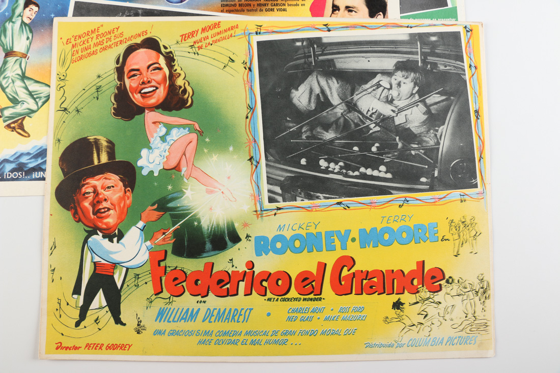 Vintage Spanish Lobby Cards with Jerry Lewis and Mickey Rooney