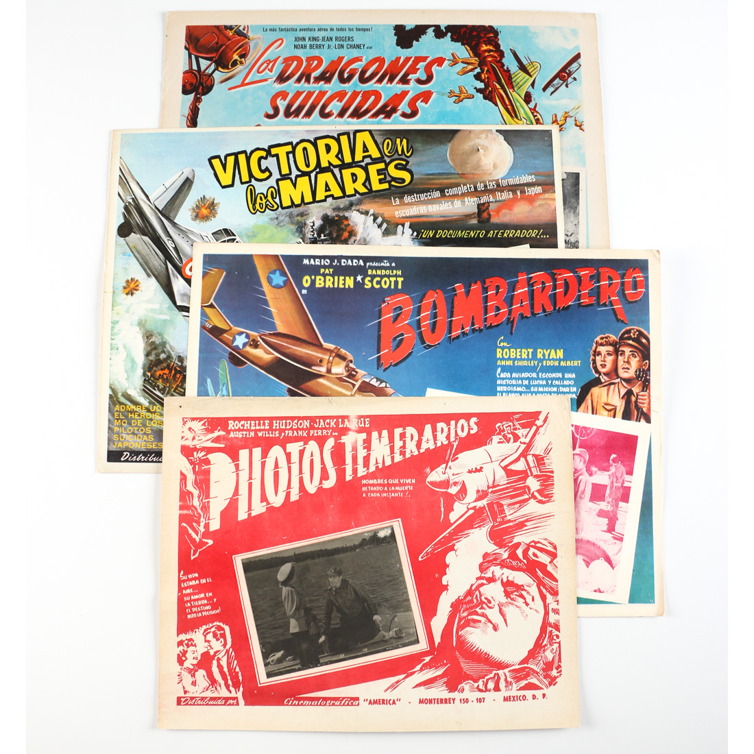 Vintage Spanish Lobby Cards with Airplane and Human Scenes