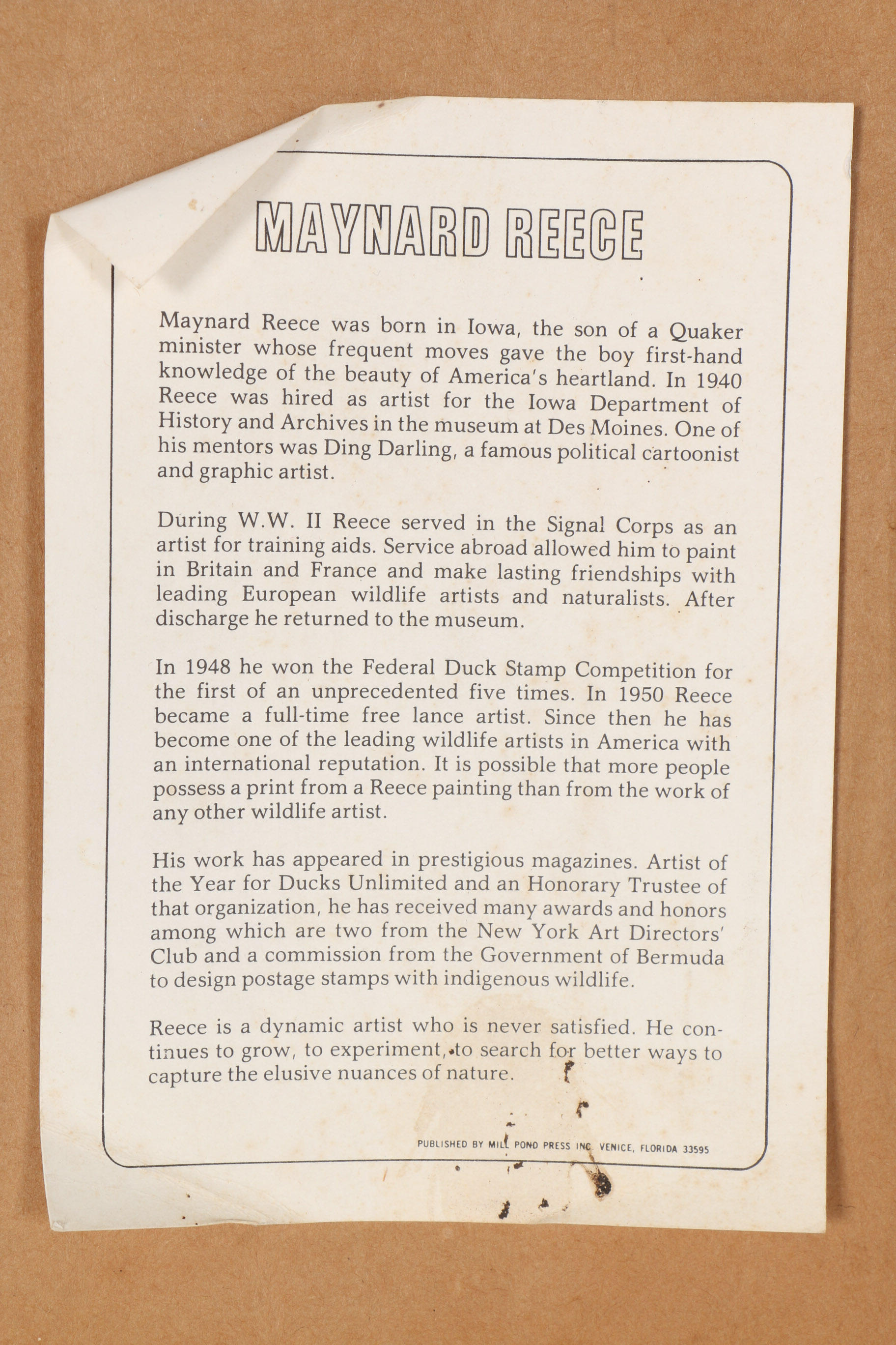 Maynard Reece Signed Limited Edition Offset Lithograph "The Snowstorm Mallards"