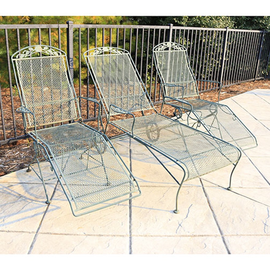 Wrought Iron Patio Chaise and Matching Chairs