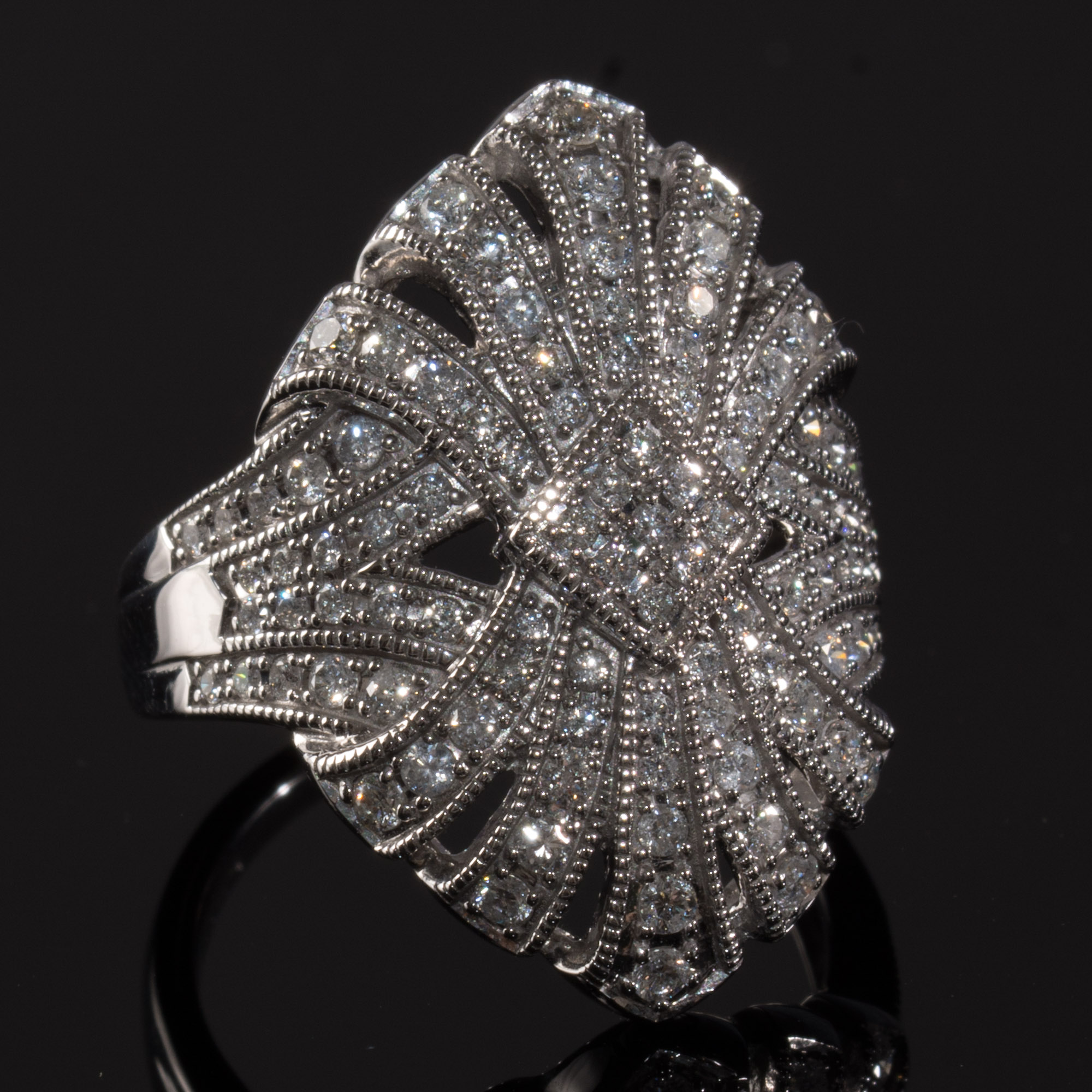 14K and 1.00 CTW Diamond Art Deco Ring