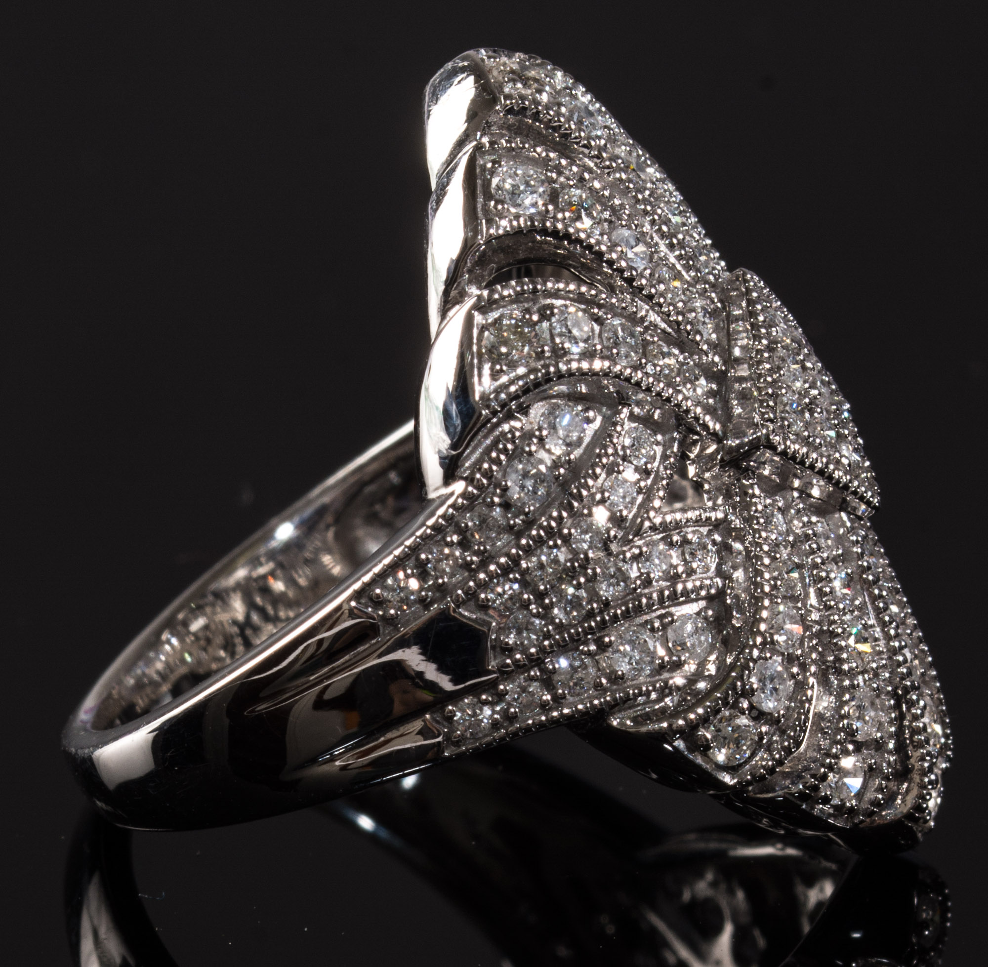 14K and 1.00 CTW Diamond Art Deco Ring