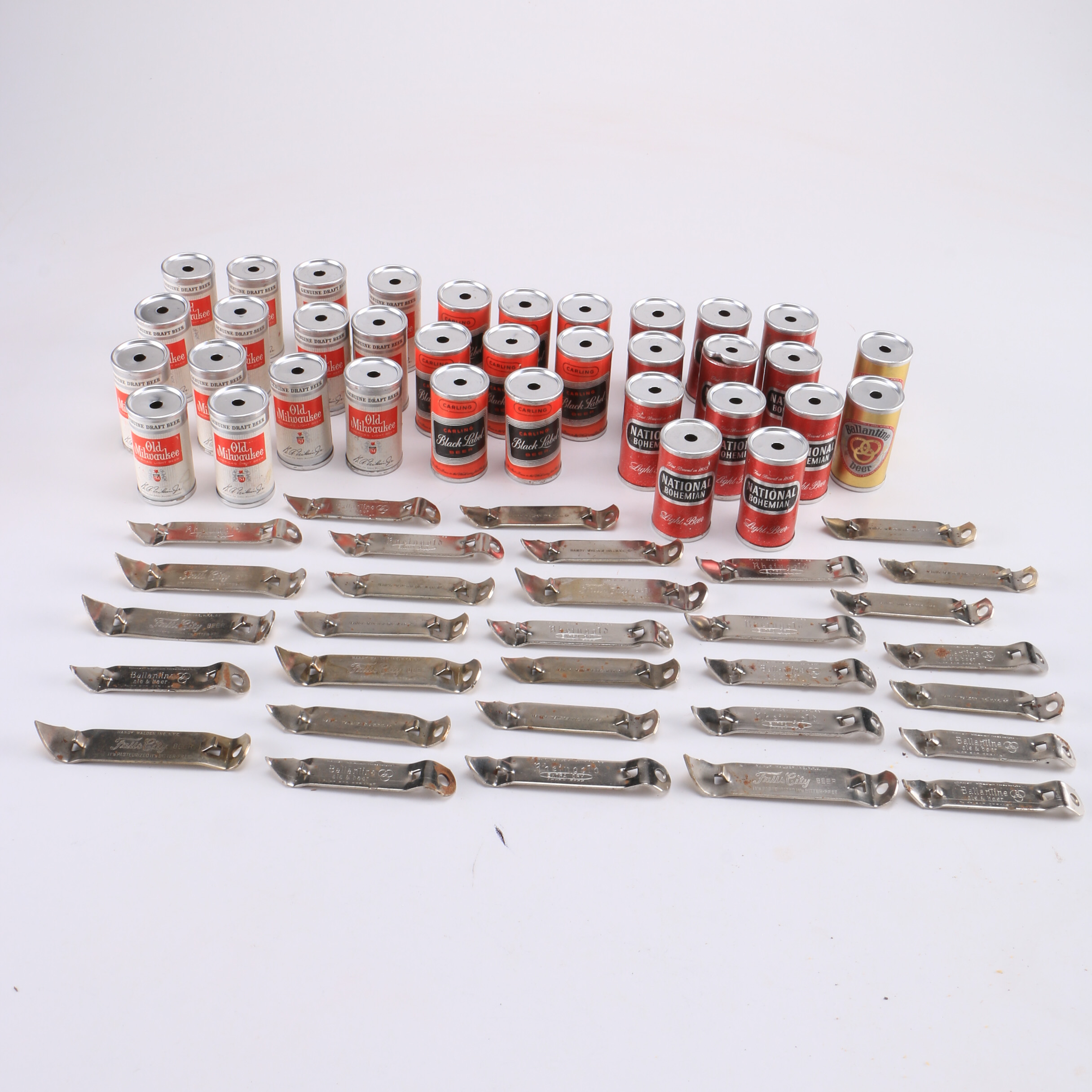 Large Collection of Vintage Beer Cans and Can Openers