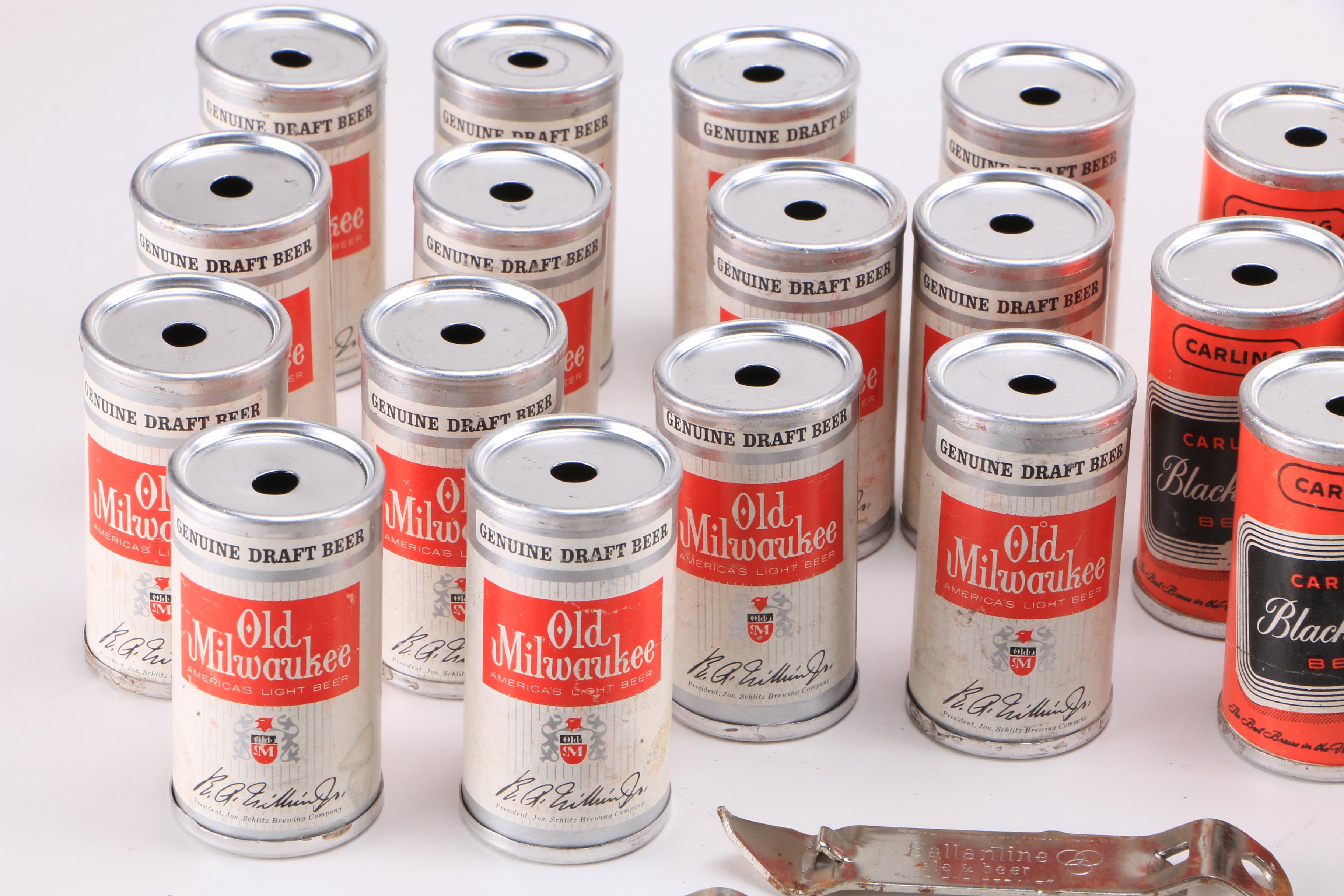 Large Collection of Vintage Beer Cans and Can Openers