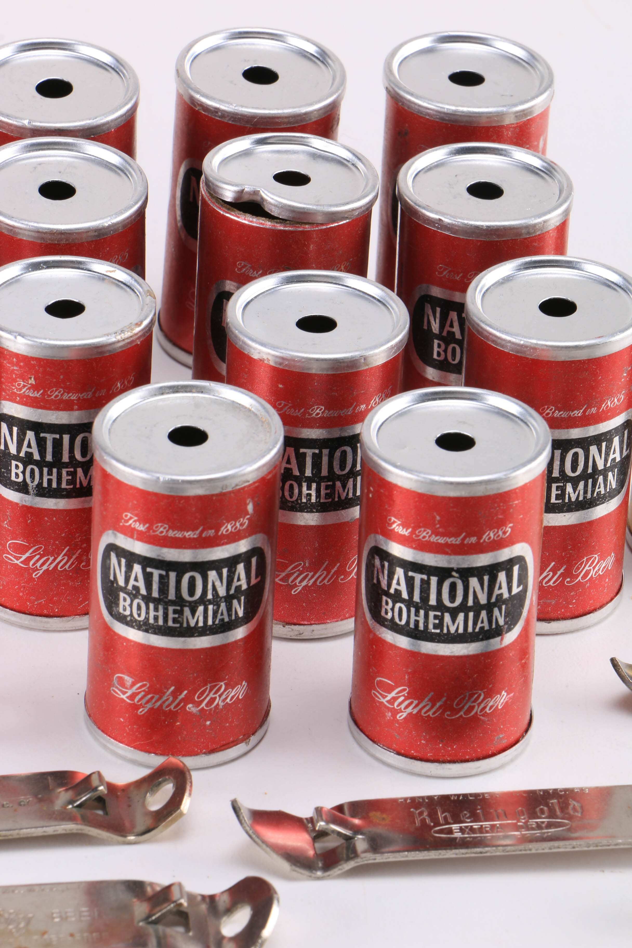 Large Collection of Vintage Beer Cans and Can Openers