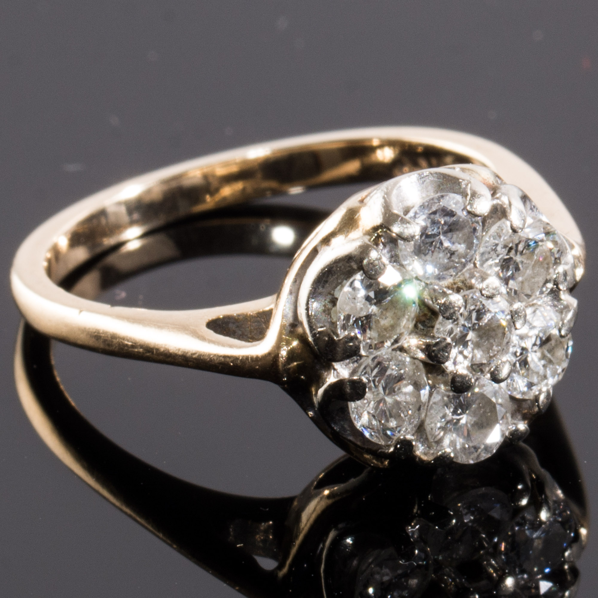 14K Diamond Cluster Ring