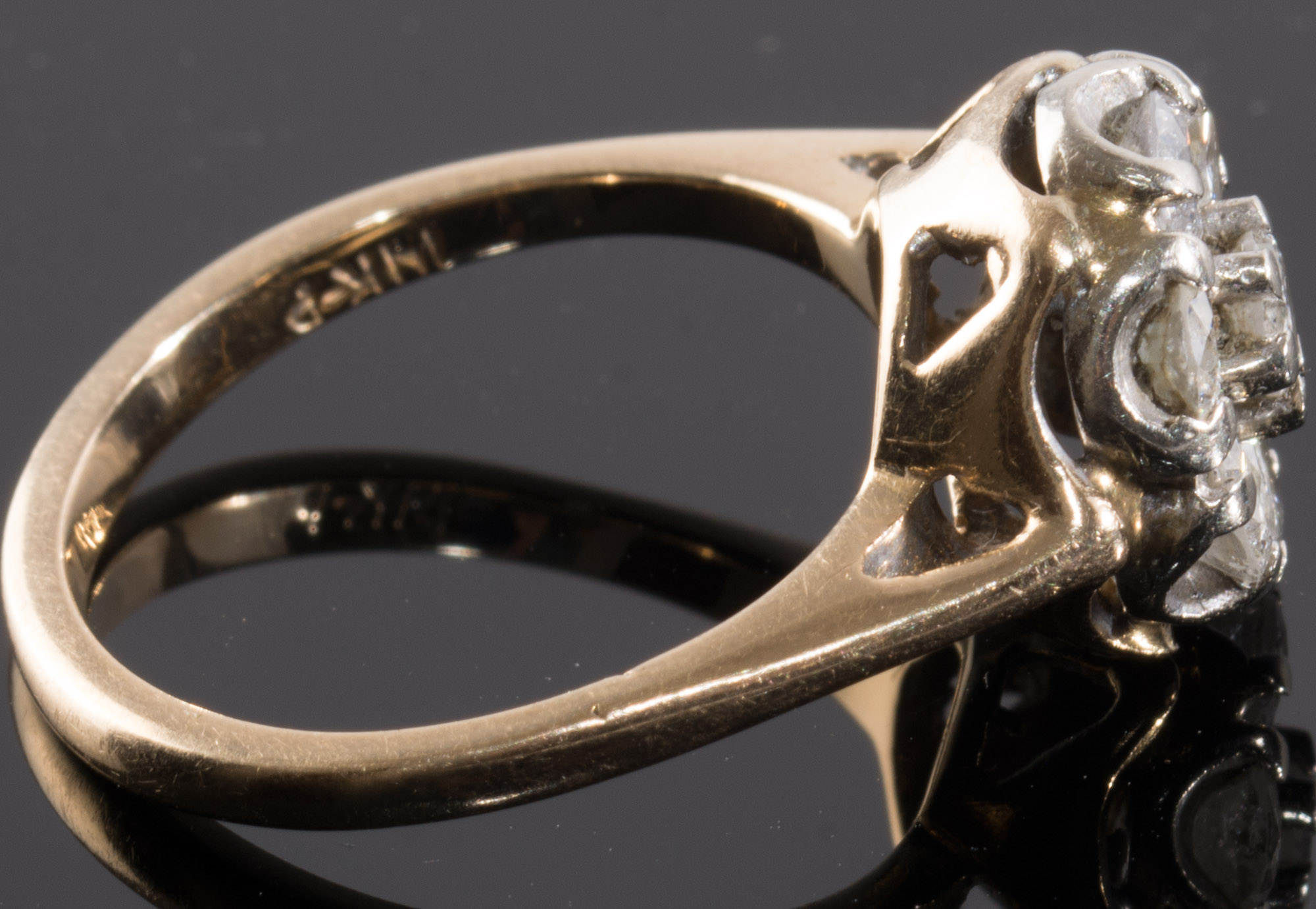 14K Diamond Cluster Ring