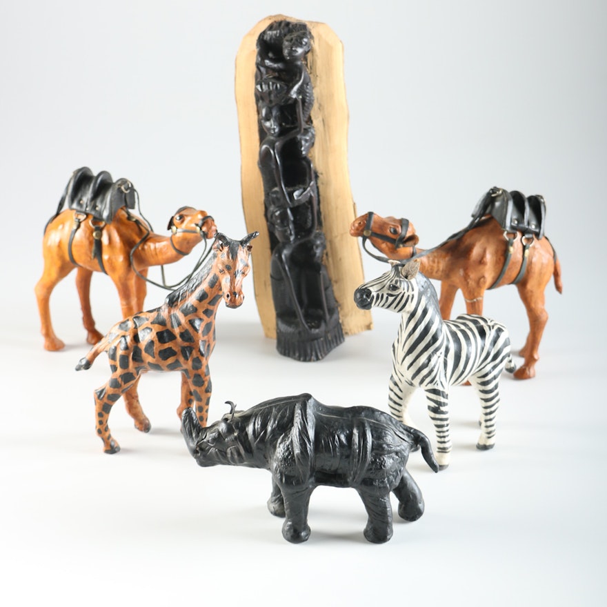 Wood Sculpture and Papier-Mâché Animals