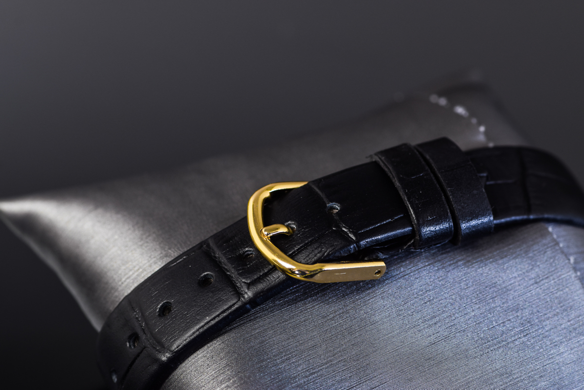 Vintage 1960 Audemars Piguet 18K Yellow Gold Black Leather Strap Watch