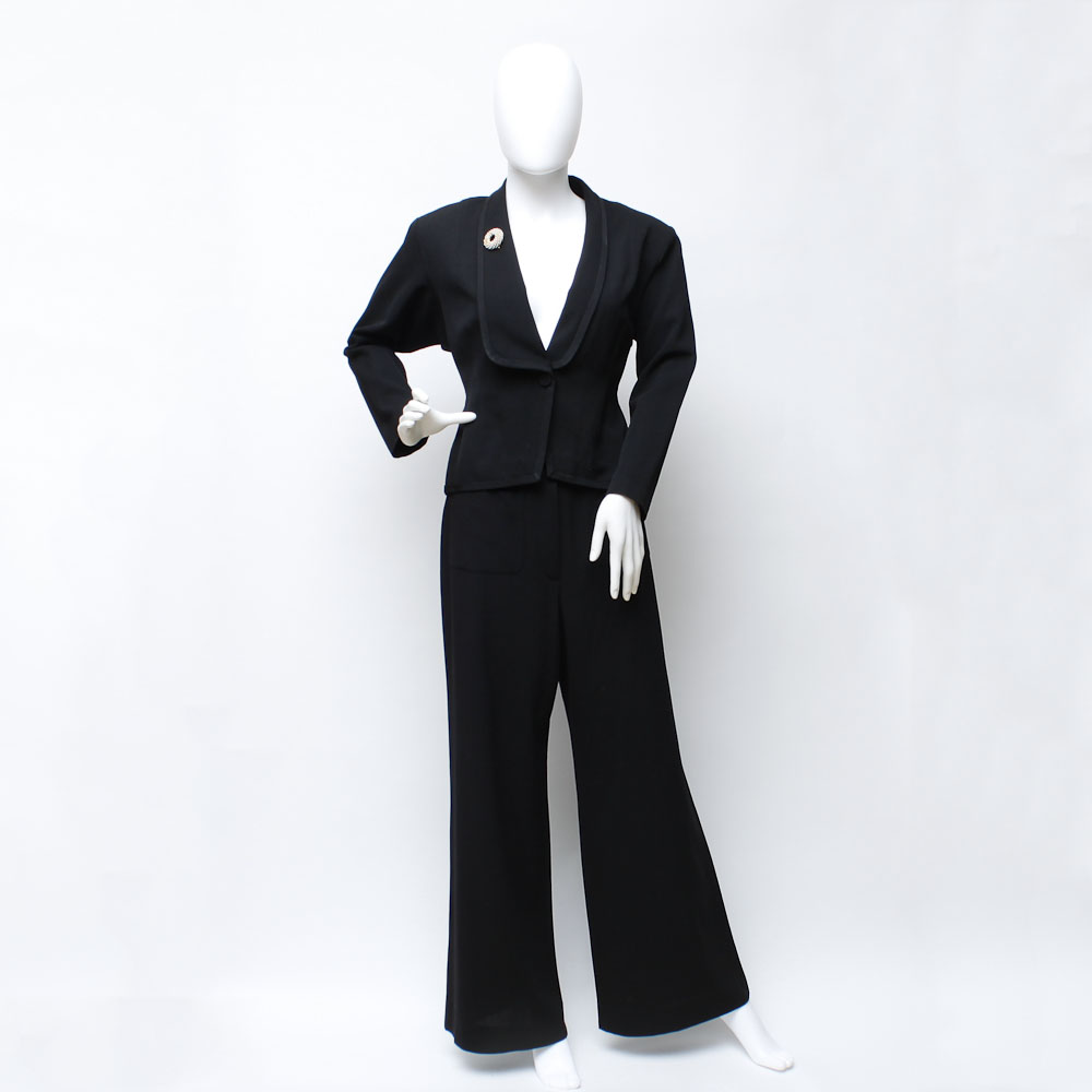 Chanel Wool Crepe Pants and a Vintage Estelle Gowns Black Blazer