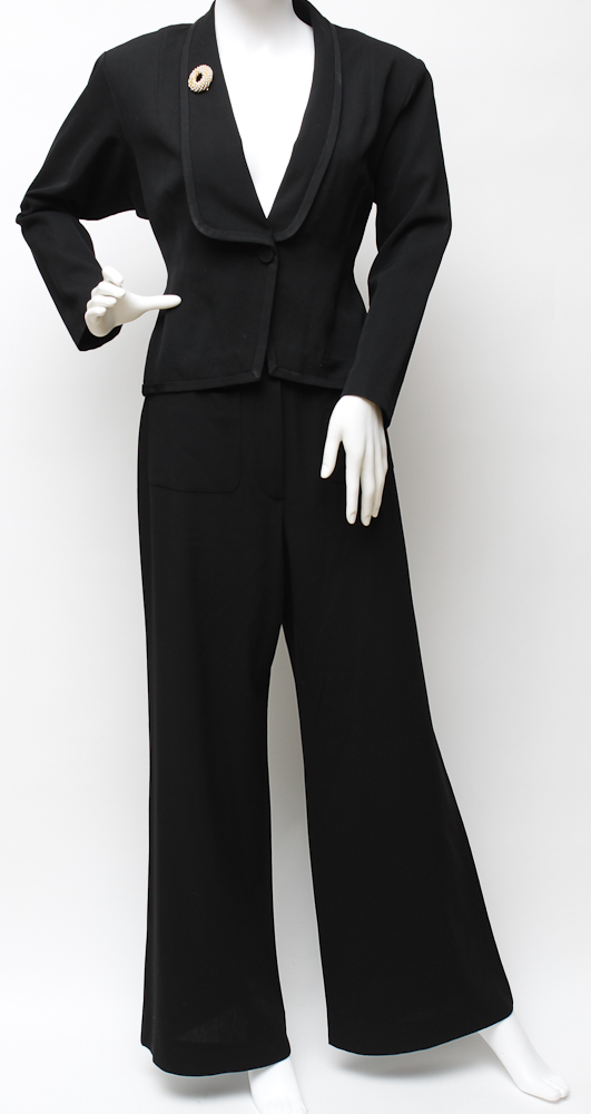 Chanel Wool Crepe Pants and a Vintage Estelle Gowns Black Blazer