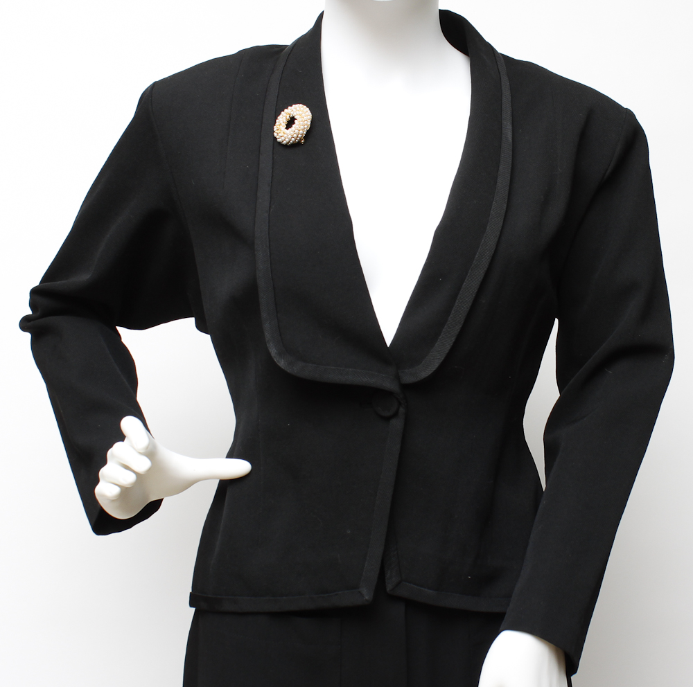 Chanel Wool Crepe Pants and a Vintage Estelle Gowns Black Blazer