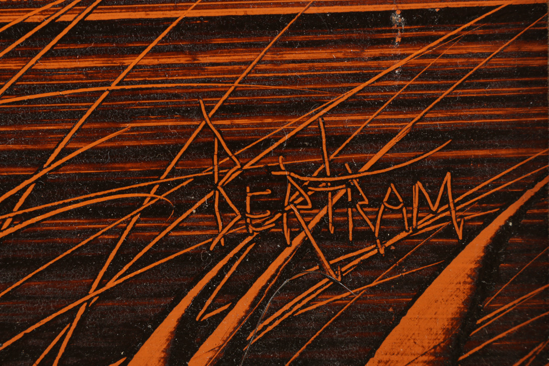 Riley Bertram Sgraffito Painting on Board "The Hinge"