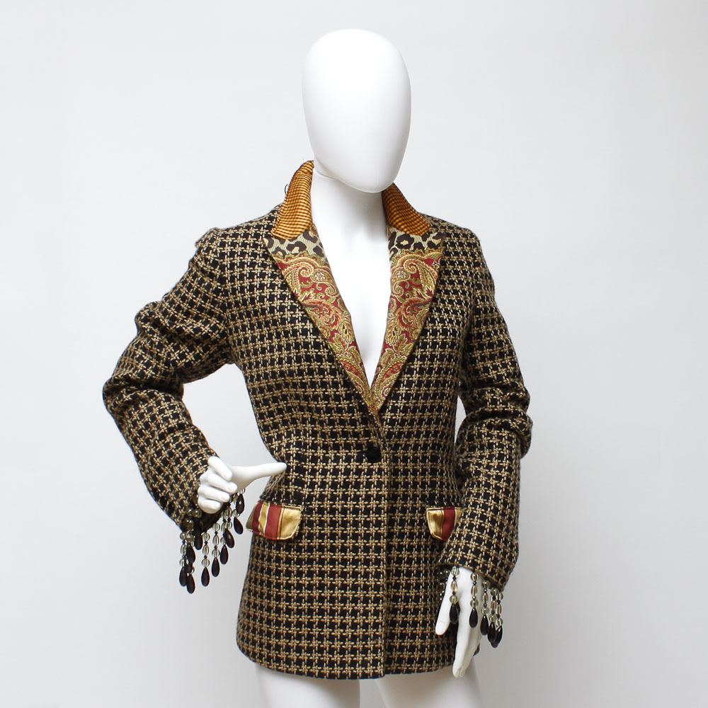 Original Couture Wool and Beaded Fringe Blazer by Designer Pam McMahon