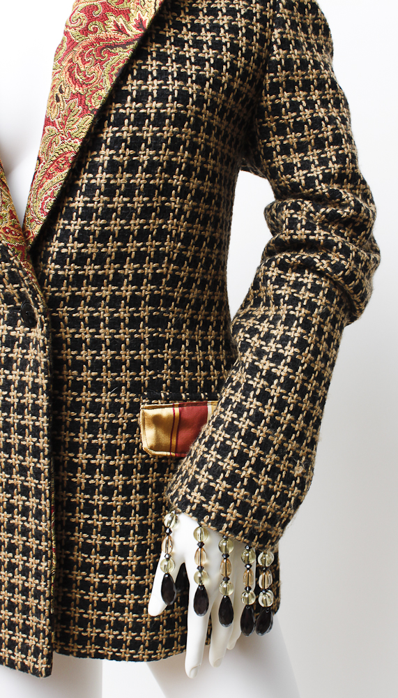 Original Couture Wool and Beaded Fringe Blazer by Designer Pam McMahon