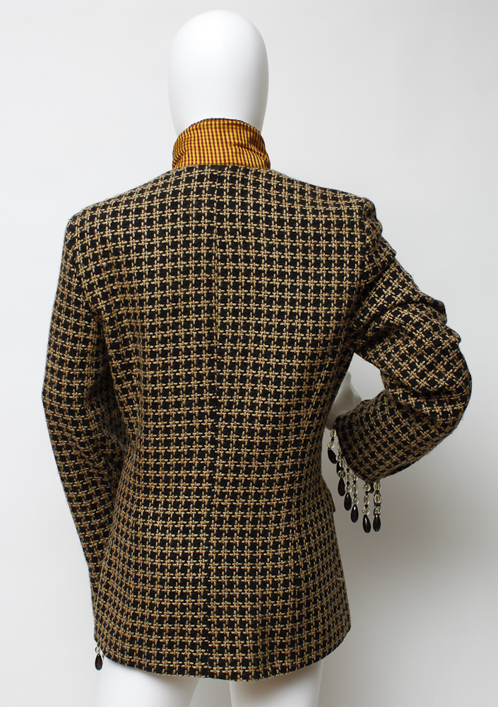 Original Couture Wool and Beaded Fringe Blazer by Designer Pam McMahon