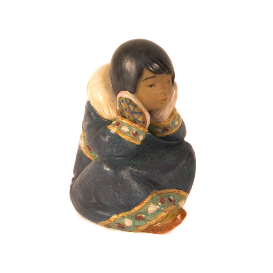 Lladro Porcelain Figurine "Pensive Eskimo Girl"