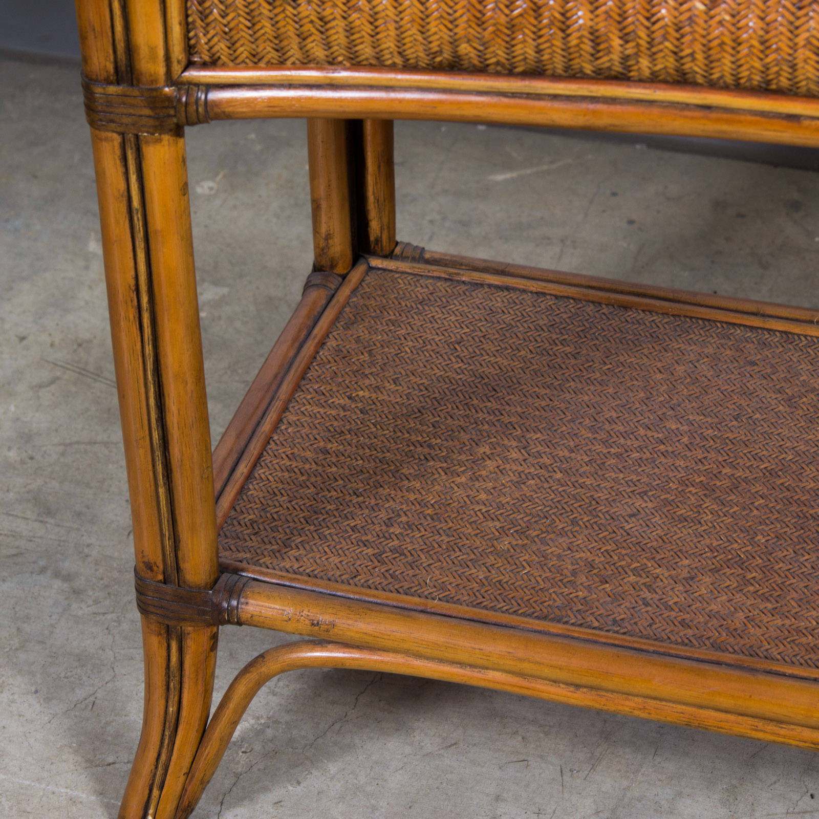 Glass Top Wicker Sofa Table