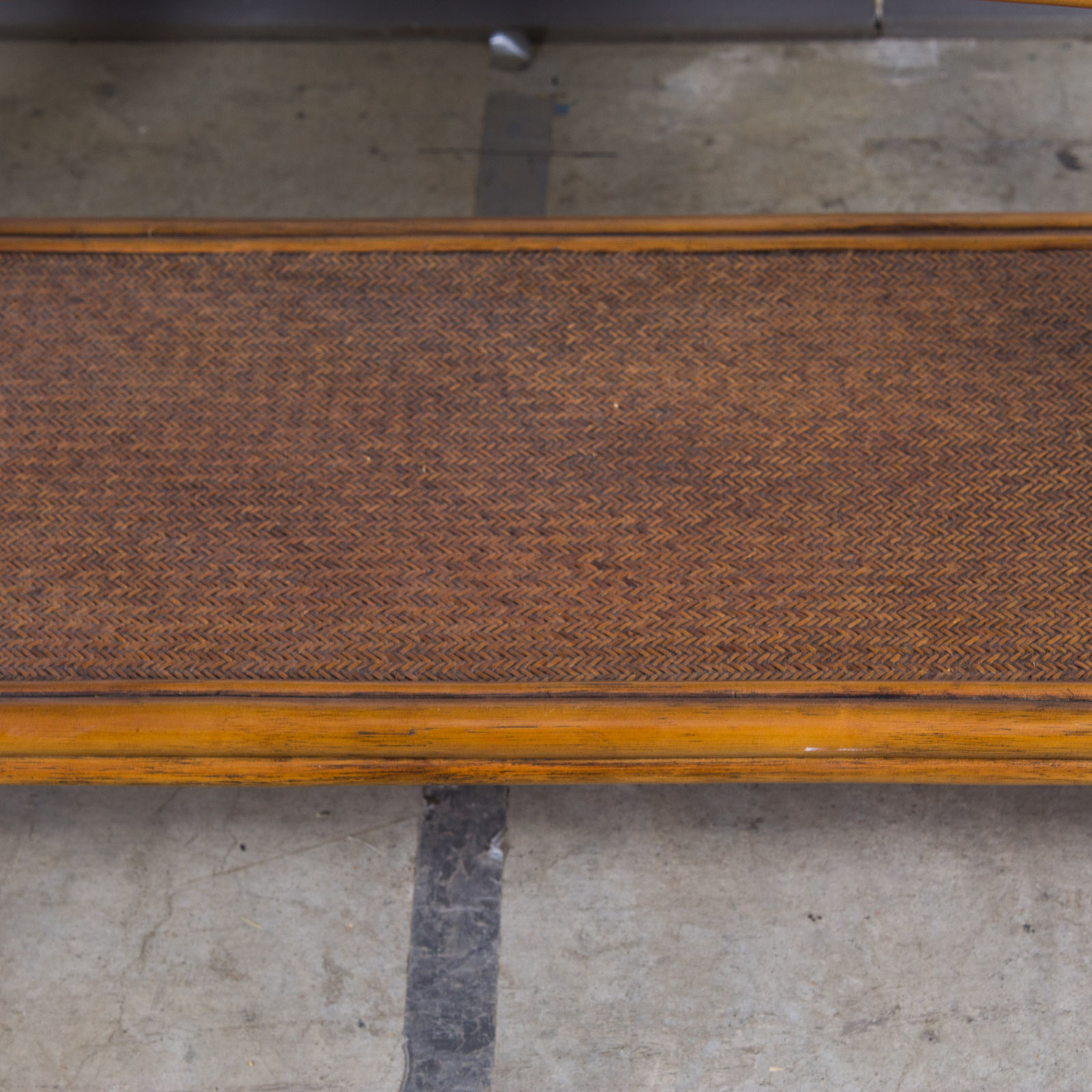 Glass Top Wicker Sofa Table