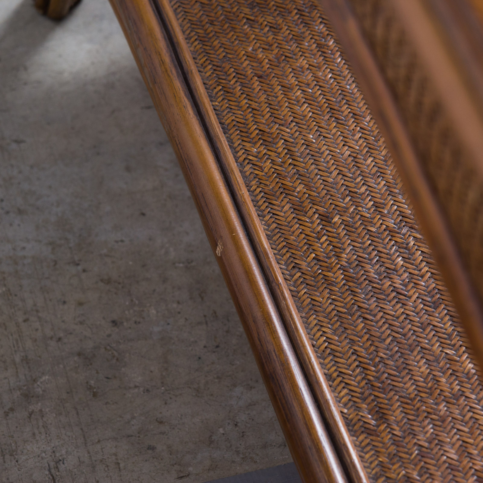 Glass Top Wicker Sofa Table