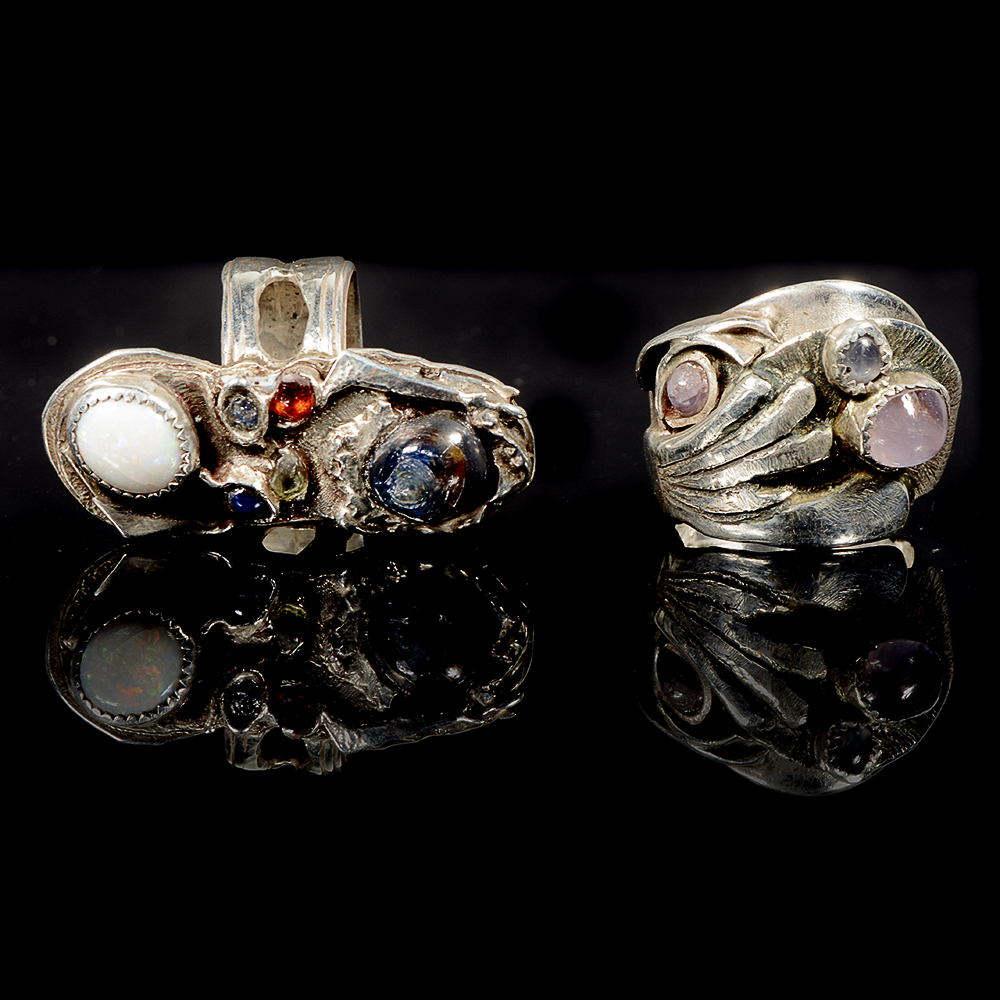 Artisan Made Sterling Silver Rings with Semi-Precious Stones