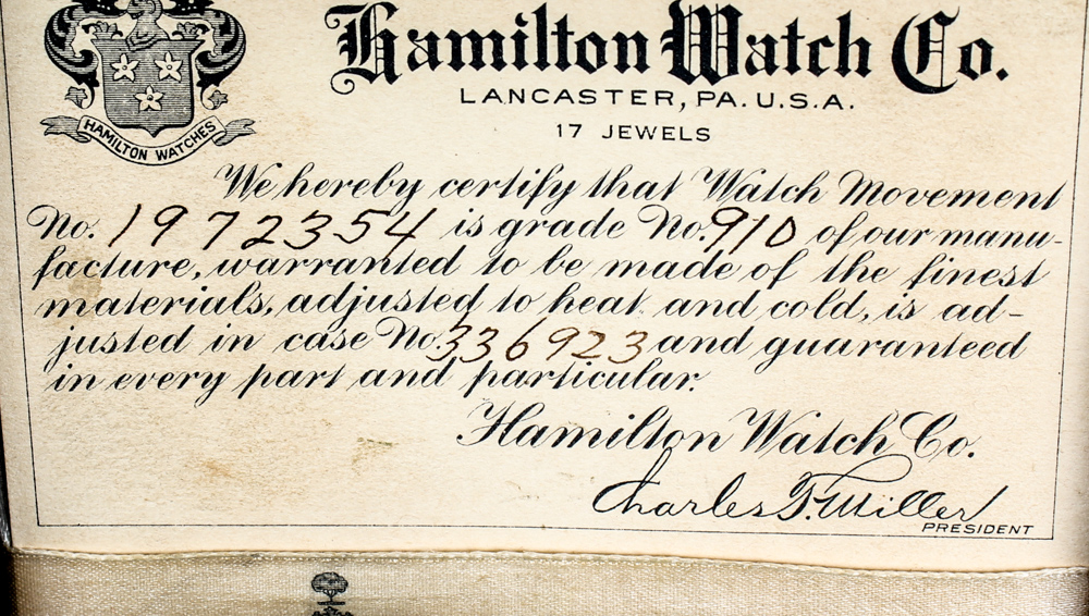 Hamilton 17 Jewel Grade 910 Pocket Watch