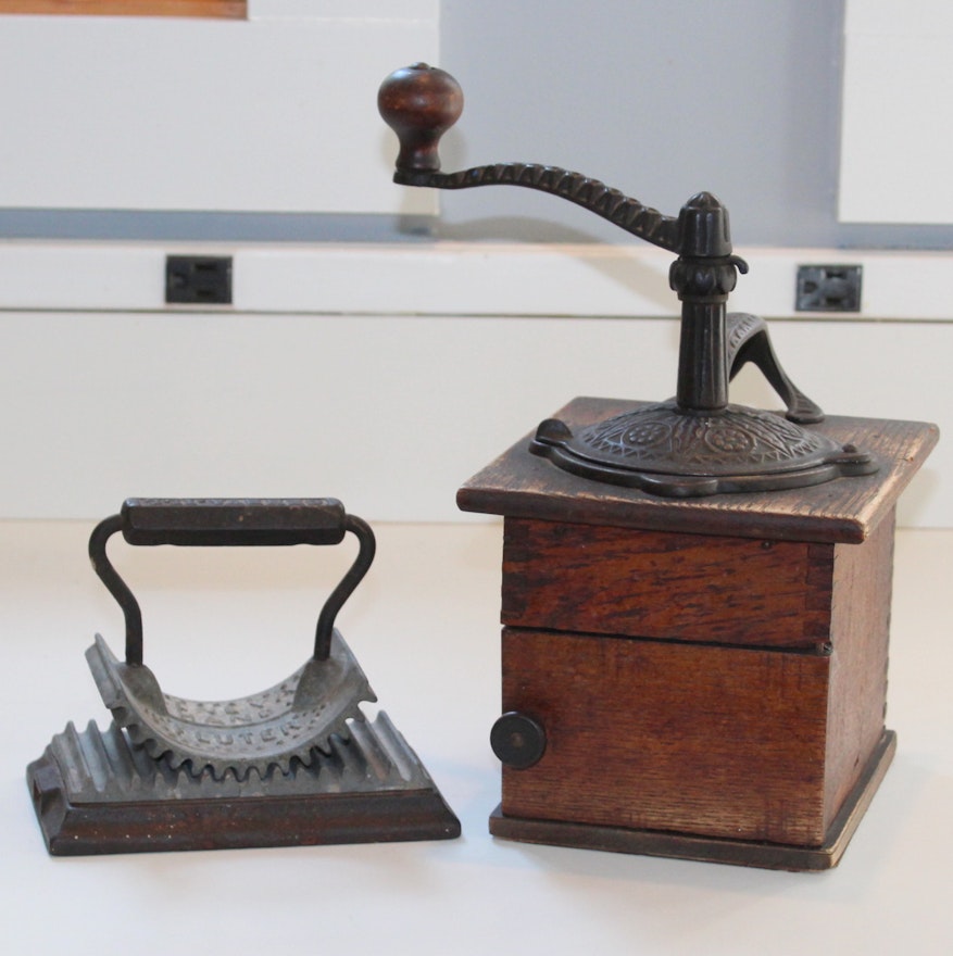 Antique Coffee Grinder and Hand Fluter