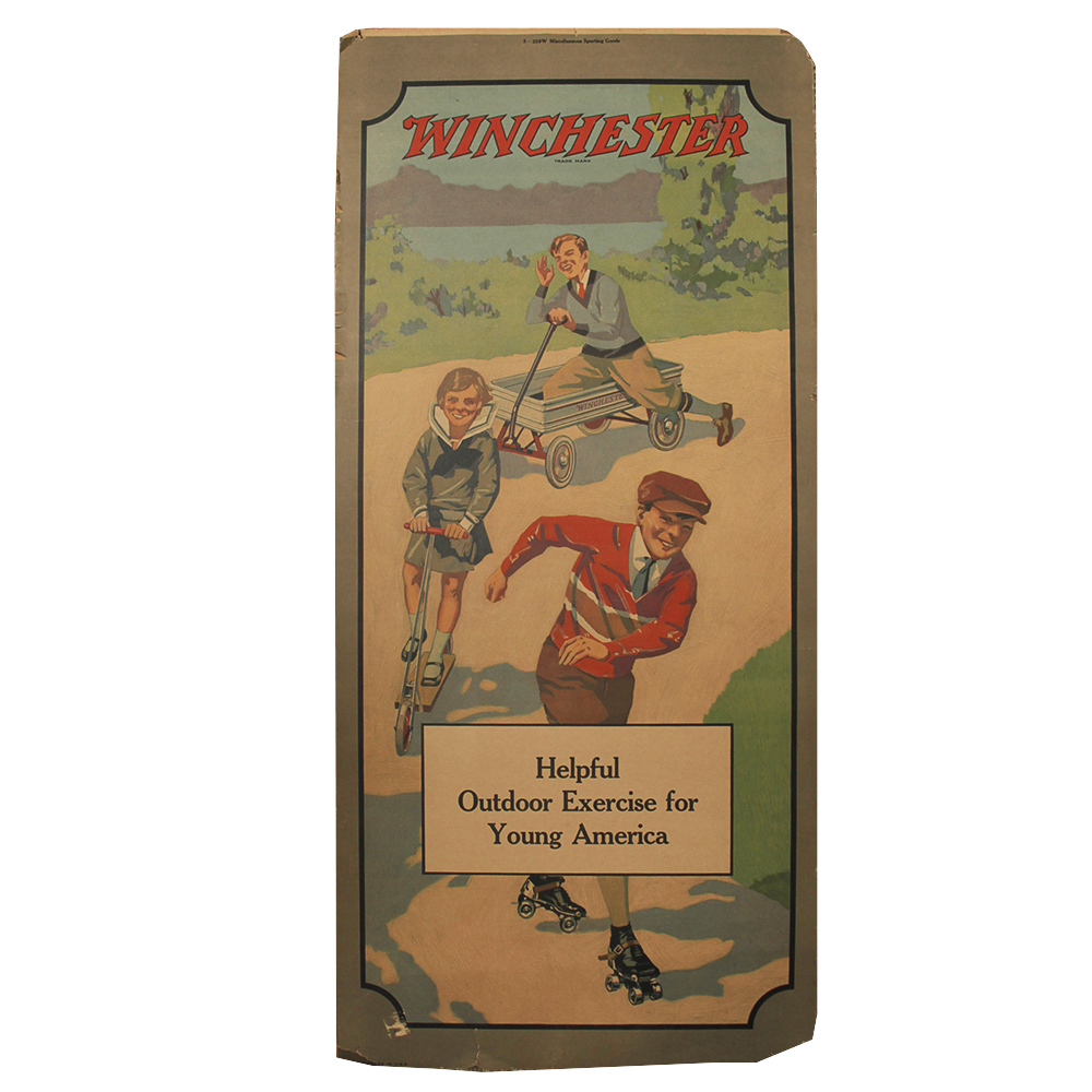 Vintage Two-Sided Winchester "Outdoor Exercise" Lithograph Store Display