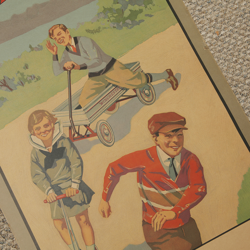 Vintage Two-Sided Winchester "Outdoor Exercise" Lithograph Store Display