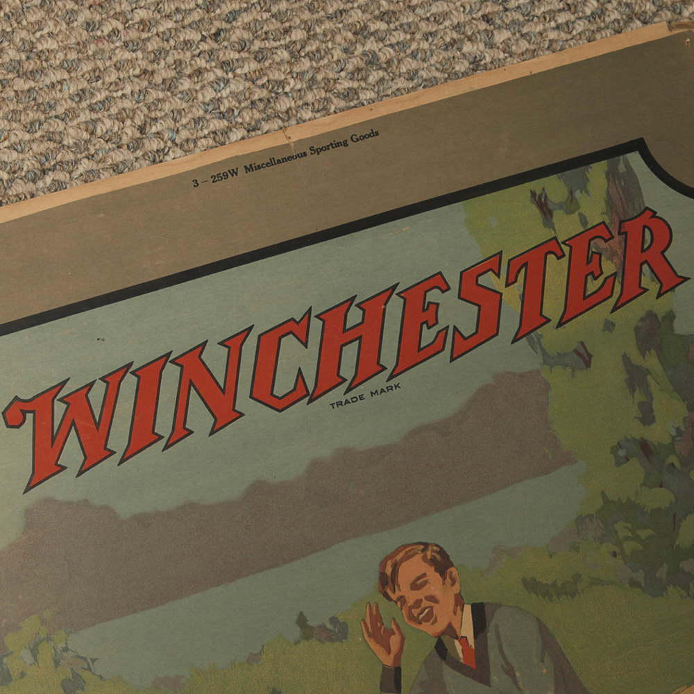 Vintage Two-Sided Winchester "Outdoor Exercise" Lithograph Store Display