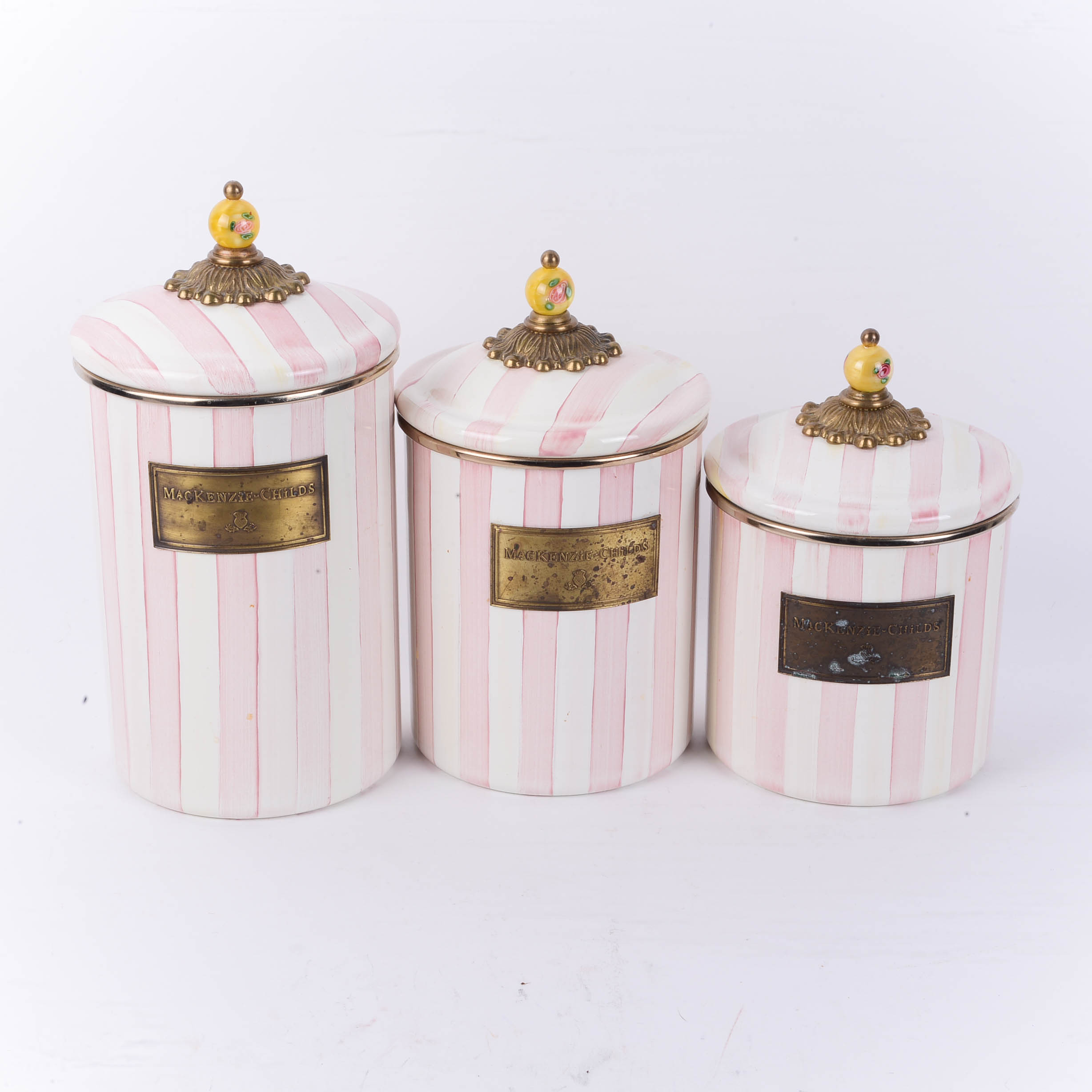 Mackenzie-Childs Discontinued "Bathing Hut" Pattern Canisters