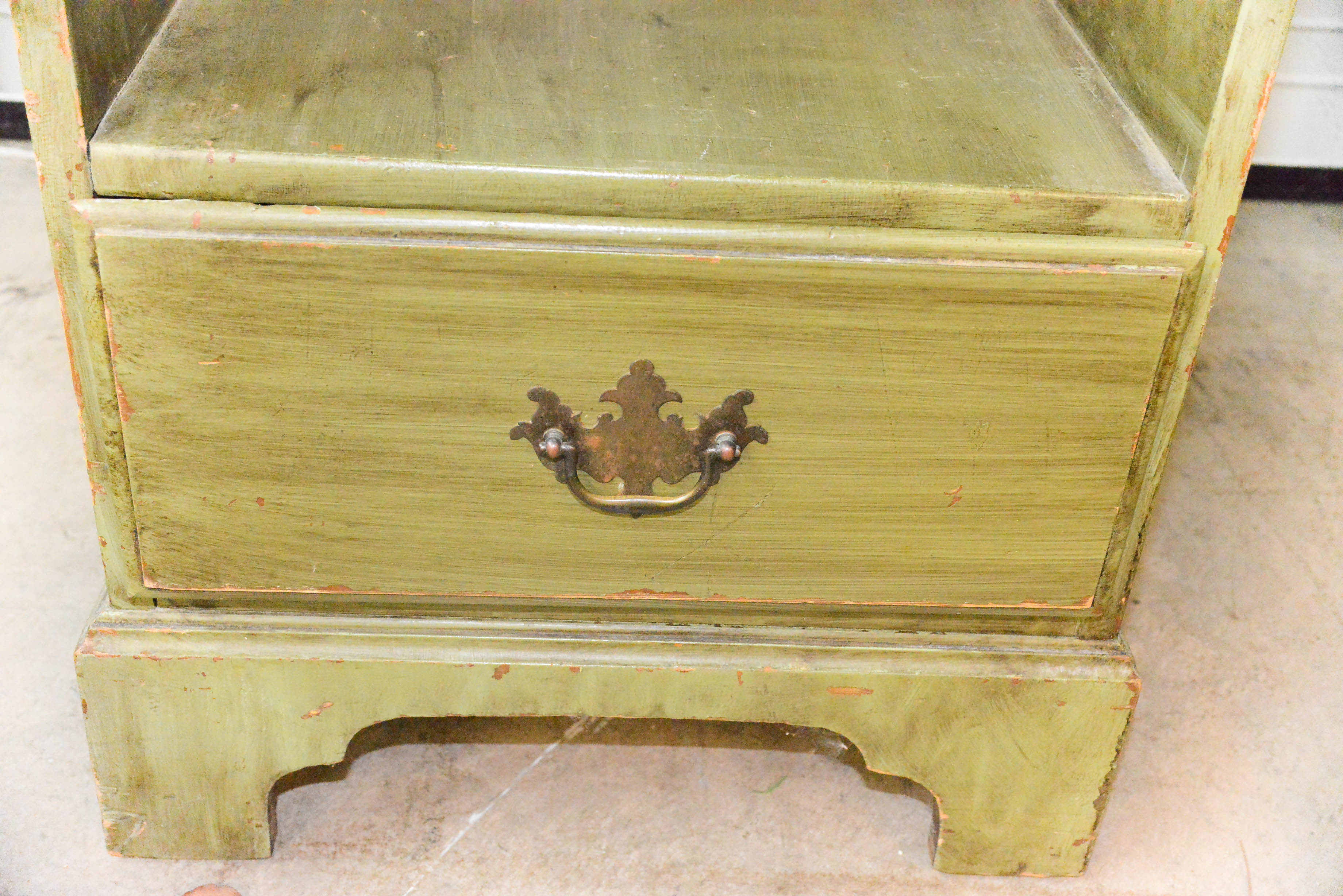 Olive Green Wooden Side Table