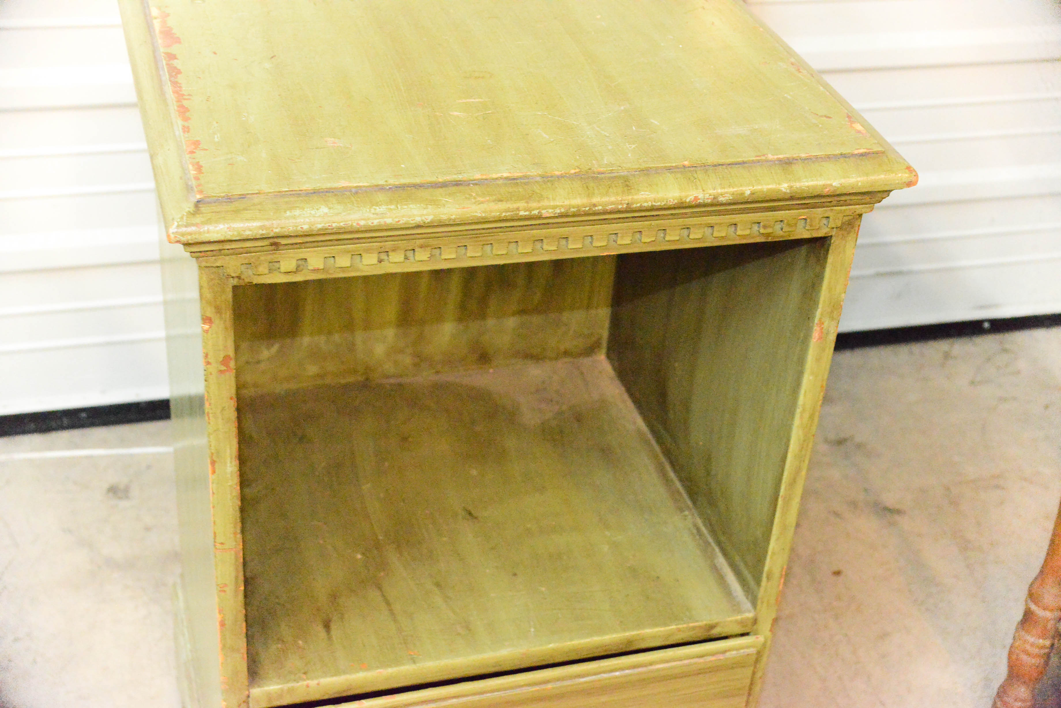 Olive Green Wooden Side Table