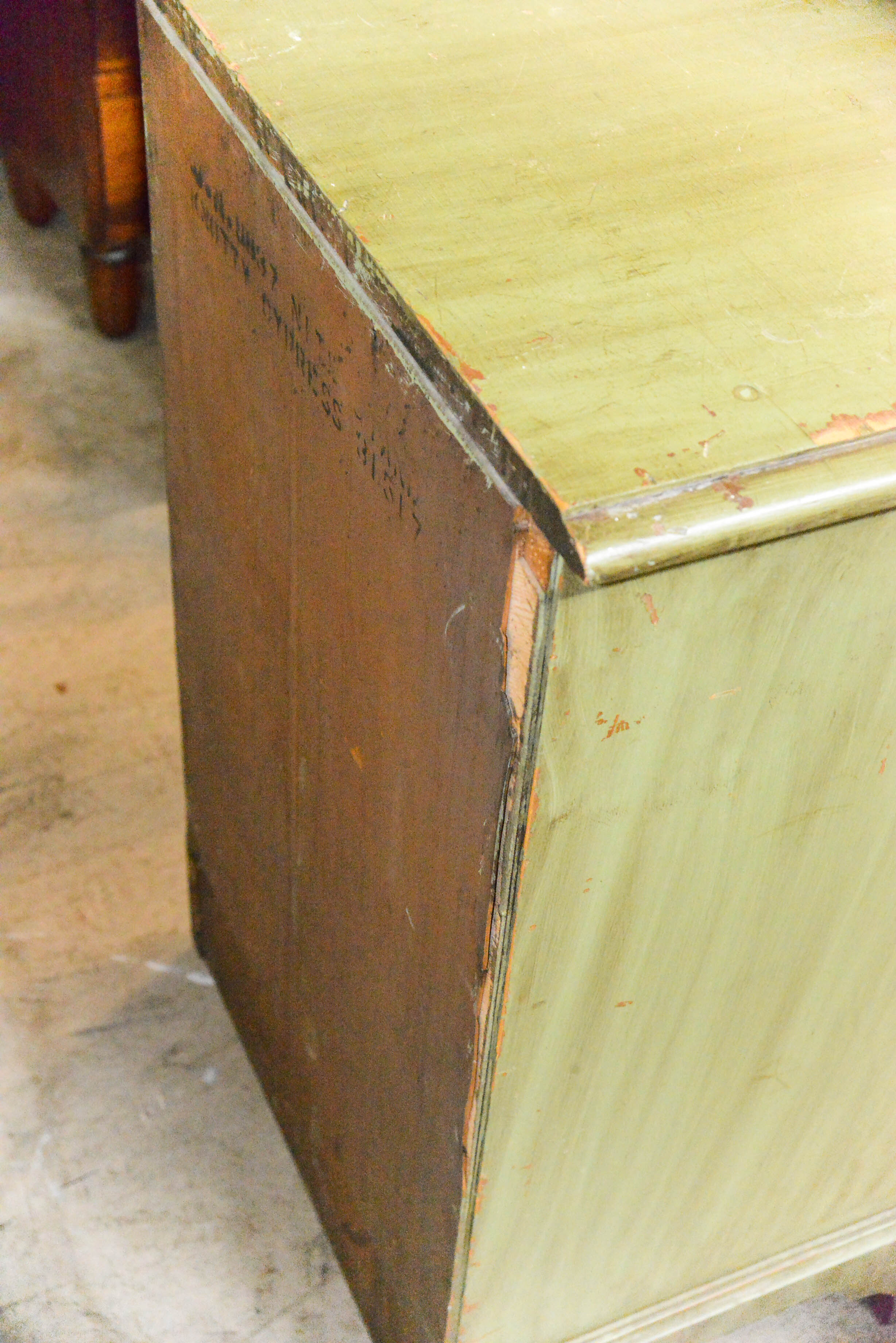 Olive Green Wooden Side Table